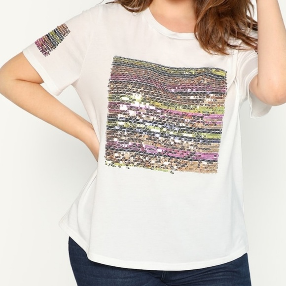 Plus Size Sequin Embellished Tee - Picture 3 of 7